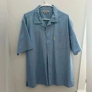 Blue Swordfish embroidered Columbia short sleeve button up